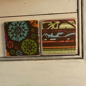 San Marino made Colorful Floral and Striped Coasters